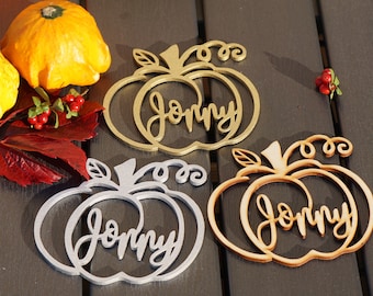 Regalo de anfitrión de otoño Regalo de estilo otoñal Decoración de mesa de Acción de Gracias con calabaza Tarjetas de lugar de Acción de Gracias Tarjetas de lugar de calabaza Configuración de mesa de Acción de Gracias