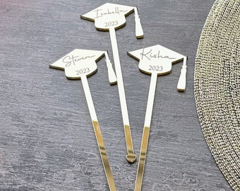 Custom graduation Graduation PARTY Drink stirrers Class 2024 stirrers Decoration Class stirrers Personalized drink decor Graduation 2024