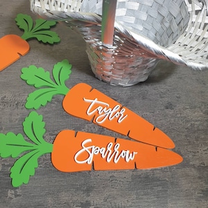 Etiquettes personnalisées pour panier de Pâques Etiquettes de Pâques carottes Etiquettes personnalisées carottes pour panier de Pâques Prénom Décoration de Pâques Marque-places personnalisés Cadeaux de Pâques