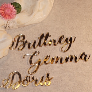 Lasergesneden namen Bruiloft Plaatskaarten Gouden Spiegel Plaat Namen Acryl Bruiloft Plaatskaart Bruiloft Decor Tafel Couvert Evenement Decoratie: