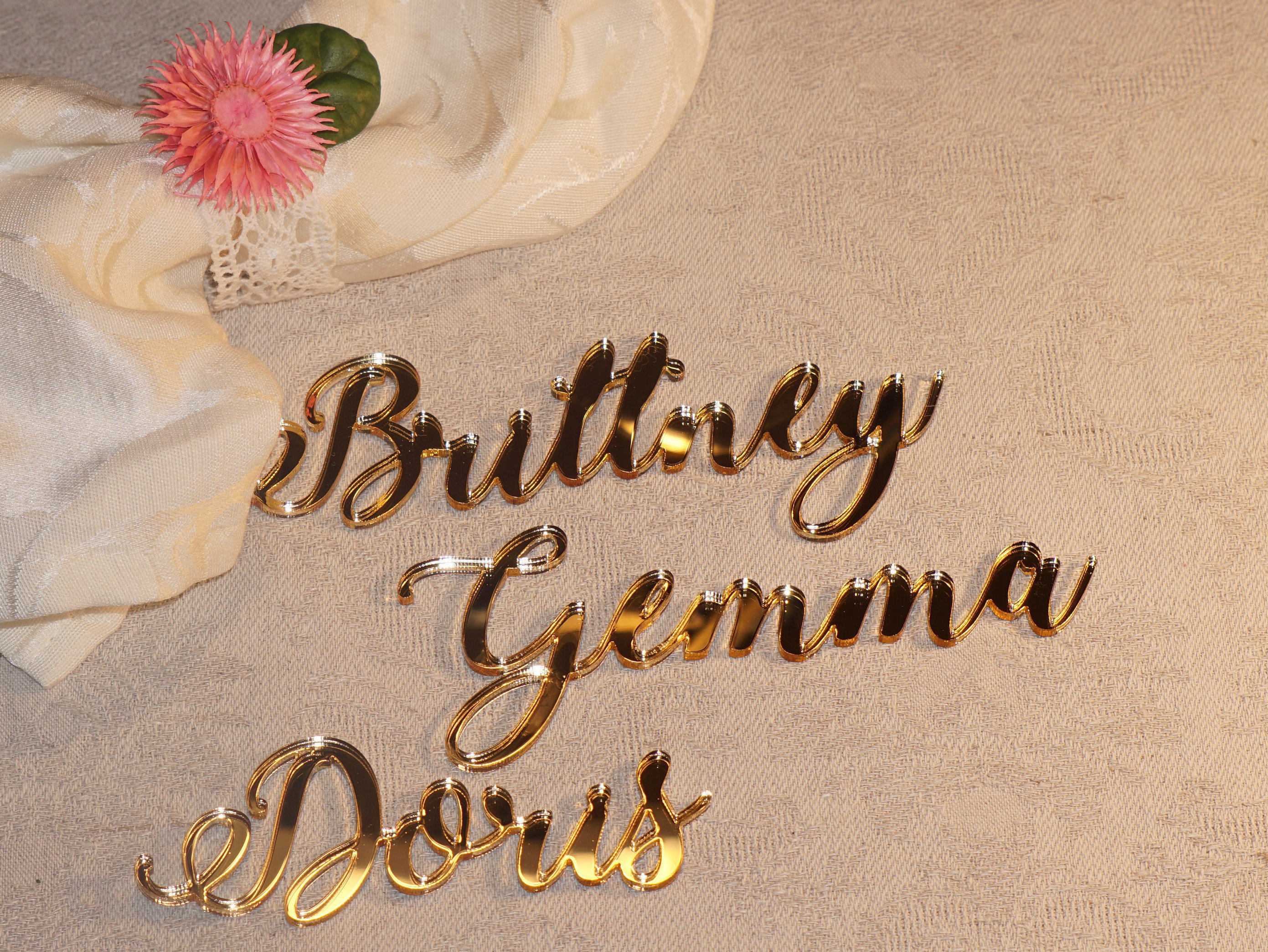 Laser Cut Names Wedding Place Cards Gold Mirror Plate Names Etsy New