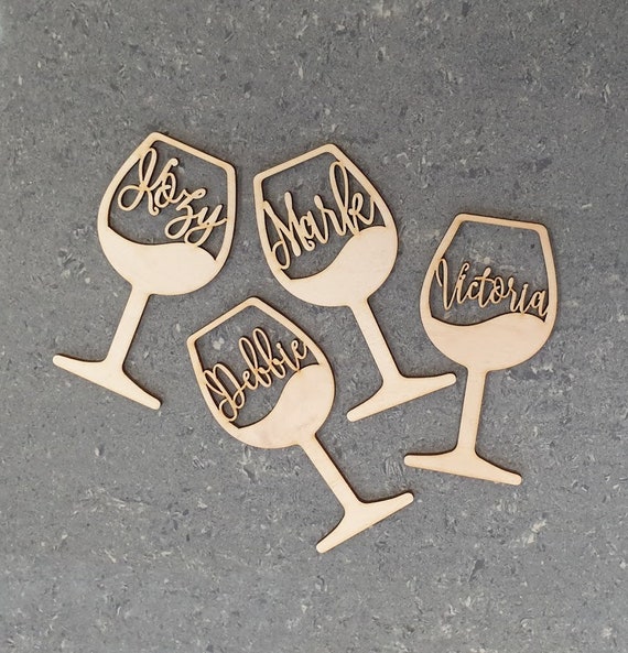 AHANDMAKER Lot De 60 Étiquettes En Bois Vierges Pour Verres à Vin - Mariage Et Fêtes