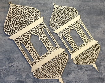Lanterna araba alta 30 cm Lanterna Ramadan in legno tagliato al laser Lampada Ramadan Decorazione Ramadan Appendiabiti da parete Ramadan Decorazione Ramadan Mubarak Islamico