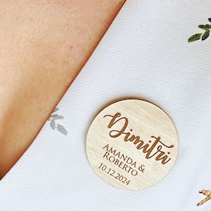 Bruiloftsbadge Gepersonaliseerde houten naamplaatje Houtgegraveerde naambadge Bedrijfsnaamplaatje magnetische ID-badge Aangepaste houtgegraveerde badgehaspel