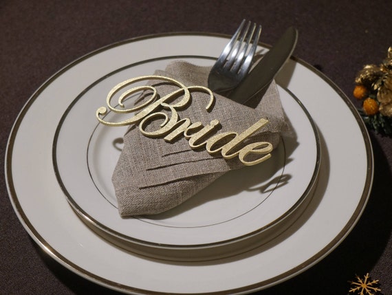 Gold painted Wedding place cards wooden place cards GOLD place cards laser cut names place names cards wedding table cards