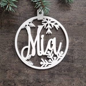 Custom CHRISTMAS tree baubles Christmas tree decor personalized ornament laser cut names CHRISTMAS custom gift tags with year and name Decor image 5