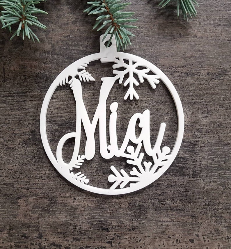 Custom CHRISTMAS tree baubles Christmas tree decor personalized ornament laser cut names CHRISTMAS custom gift tags with year and name Decor image 5