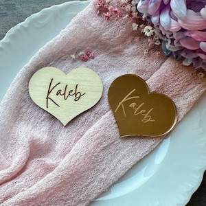 Circle WEDDING Place cards Engraved Heart wedding place cards Engraved Custom Laser Cut Names Circle Place Engraved Sign Party Place Cards