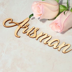 Natural place cards Gold painted Wedding place cards wooden place card GOLD place cards laser cut name place names cards wedding table cards