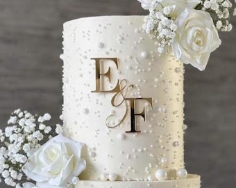 Monogram Cake Topper Acrylic Letter Cake Charm Flat Lay Cake Topper Wedding Acrylic Cake Topper Initials Personalized Wedding Cake Topper