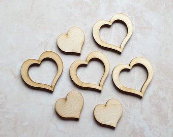 12 NATURAL WOOD Laser Cut hearts Wooden Hearts birch Wood hearts Confetti hearts Wooden hearts Laser cut heart tag wood table decors