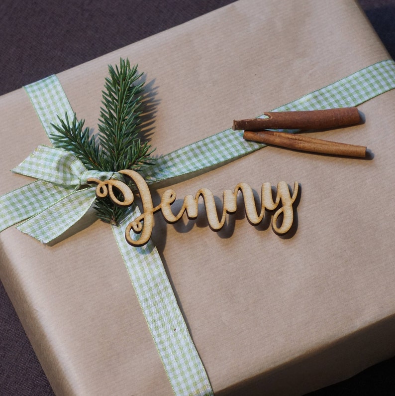 CHRISTMAS gift tags with name laser cut names CUSTOM CHRISTMAS | Etsy