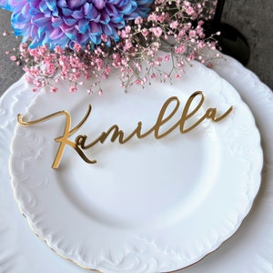 Gouden spiegel plaatskaarten Luxe bruiloft plaatskaarten Gouden spiegel TAGS Lasergesneden namen Acryl trouwkaarten Bruiloft decor Tafel AANGEPASTE gebeurtenis afbeelding 9