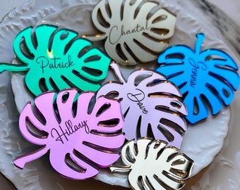 Botanical Wedding place cards, Small ceremony monstera Leaf, custom palm