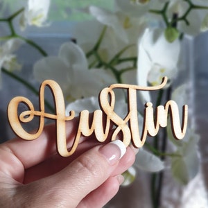 Segnaposto per matrimonio, nomi tagliati al laser, cartelli per matrimonio in legno, nomi personalizzati tagliati al laser, segnaposto per tavolo matrimonio, Tabellennamen holz