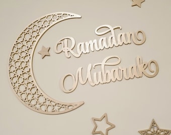 EID Decor Eid Decoration Ramadan Moon Ramadan Mubarak sign Ramadan Kareem Ramadan Eid moon Islamic wall decor Islamic wooden sign