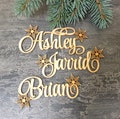 CHRISTMAS gift tags with name and CHRISTMAS snowflake laser cut names CUSTOM tags wooden personalized Christmas gift tags Laser Cut Decor product logo