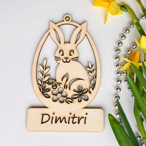 Etichette per cestini di Pasqua Decorazioni pasquali Segnaposto di Pasqua Segnaposto coniglio Forma di coniglio in legno Coniglietto pasquale Decorazioni pasquali Decorazioni per picnic di Pasqua