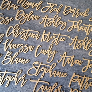 Laser Cut Names Place cards Wedding place cards Custom Place Settings WOOD names Bridal Party Place Card Wedding Cards Party Decoration