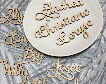 Wood Wedding place cards wood laser cut wedding favors laser cut wood names Wooden laser cut names Name tags for wedding