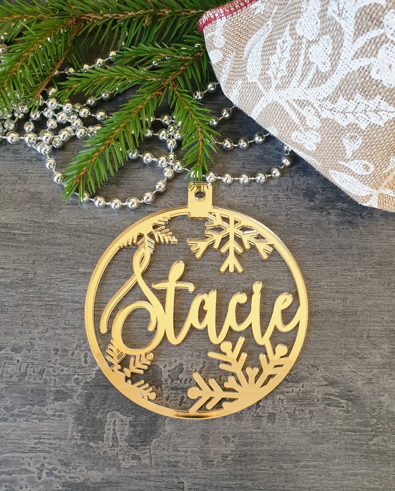 Custom CHRISTMAS tree baubles Christmas tree decor personalized ornament laser cut names CHRISTMAS custom gift tags with year and name Decor image 3
