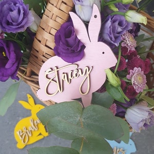 Easter Basket Tags Bunny Easter Tags Personalised Rabbit Easter Basket Tags Name Easter Decoration custom Easter Place cards Easter Gifts image 2