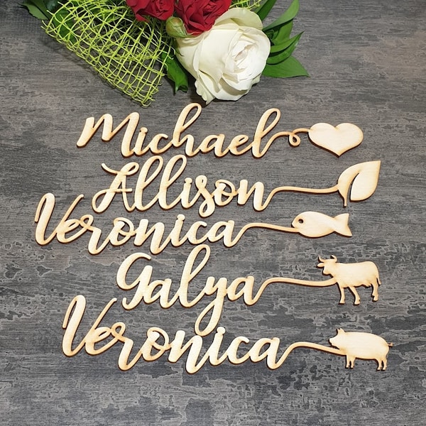 Meal choice Place cards Wedding place cards Custom meal choice Laser Cut Names Place Setting Signs wedding Place cards with meal choice