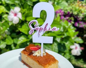 Personalized Acrylic Cake Topper with Name and Age, Custom Birthday Cake Decoration for Kids, Smash Cake Topper, Name Number Topper