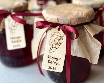 Thanksgiving Hostess Gift, Personalized Wooden Jam Jar Tags, Custom Engraved Gift Tags for Homemade Jam, Jelly & Honey Jars, Custom Text