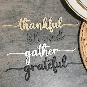 CUSTOM Thanksgiving place cards Thanksgiving table decor laser cut Thanksgiving Place Setting Grateful Thankful Blessed Gather Place Cards