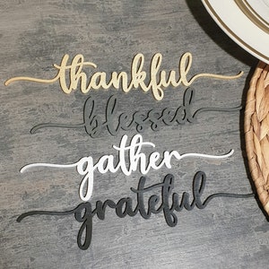CUSTOM Thanksgiving Platzkarten Thanksgiving Tischdekoration Laser geschnitten Thanksgiving Gedeck gesegnet Dankbar Blessed Gather Tischkarten