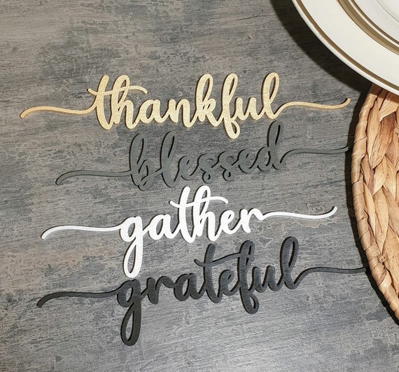 CUSTOM Thanksgiving place cards Thanksgiving table decor laser cut Thanksgiving Place Setting Grateful Thankful Blessed Gather Place Cards