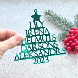 2025 Family names Christmas Tree Ornament with Family names Tree custom Christmas Decor Family Christmas Ornament Personalized Family