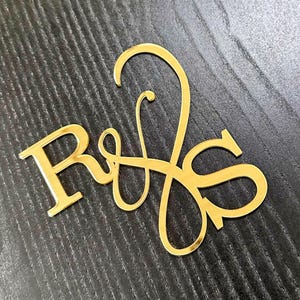 Monogram Cake Topper Acrylic Letter Cake Charm Flat Lay Cake Topper Wedding Acrylic Cake Topper Initials Personalized Wedding Cake Topper