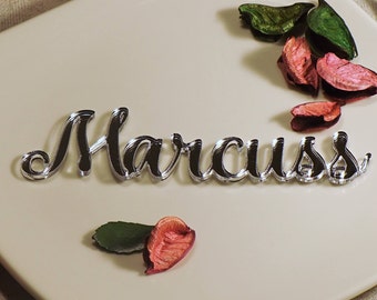 Silver mirror Personalised wedding place cards, Laser cut wedding cards, Name place cards, baby shower place cards