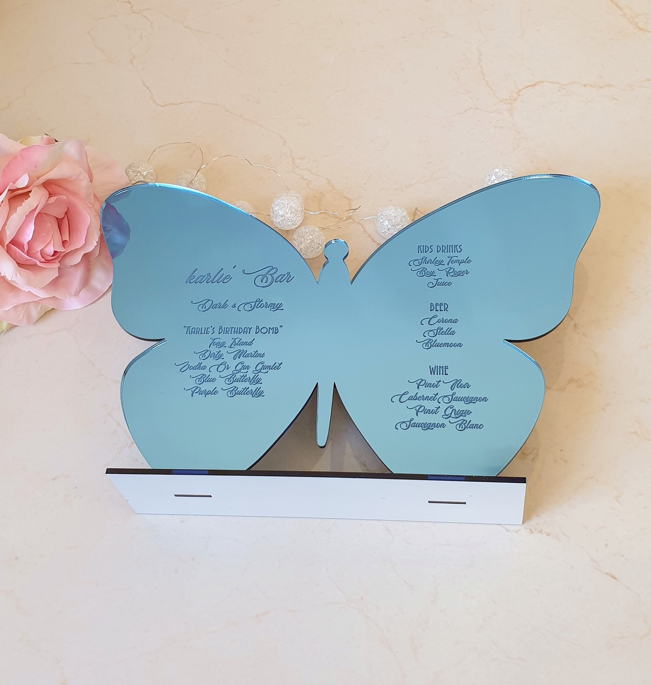 Mirrored Menu Card Gold Mirror Menu Card Engraved Wood Menu Etsy