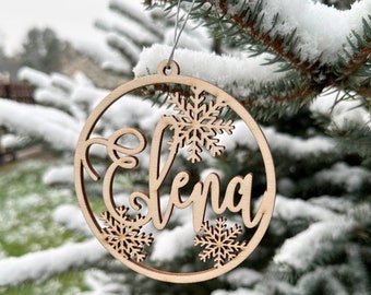 Palline di NATALE personalizzate, decorazioni per l'albero di Natale, ornamenti personalizzati con nome tagliato al laser, etichette regalo di NATALE personalizzate con anno e nome.