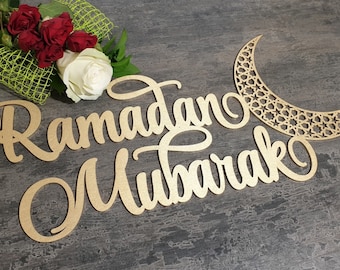 Islamic Moon decor Ramadan Mubarak sign Ramadan Kareem Ramadan Blessed Eid Mubarak Islamic gifts Islamic wooden sign Islamic sign Ramadan
