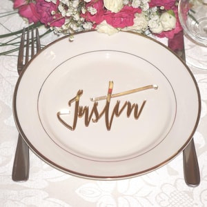 Gold place cards, Gold Acrylic laser cut place cards, names for wedding table image 1