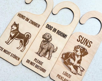 Do not disturb Dog sign Dog Door Hanger custom breed dog sign NATURAL WOODEN dog warning hanger dog sign do not disturb dog wooden door sign