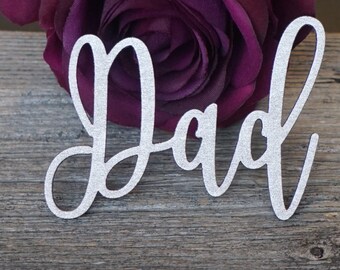 Mom place card Dad place card CUSTOM name wedding signs silver laser cut name Place Card Wedding silver Card Decoration Modern silver Decor