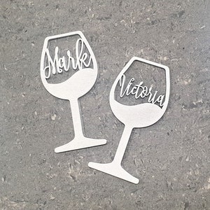 Bachelorette party place cards Bridal Shower Decor Wine glass with names Wine place cards Wedding table decor Wedding CUSTOM signs