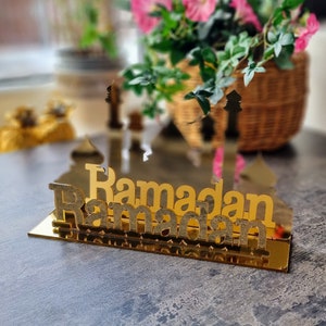 Conjunto de 6 decoraciones de Ramadán Eid decoraciones Ramadán Kareem  Decoraciones de Ramadán Eid regalos Decoración de mesa islámica Arte mural  islámico Ramadán Mubarak -  España