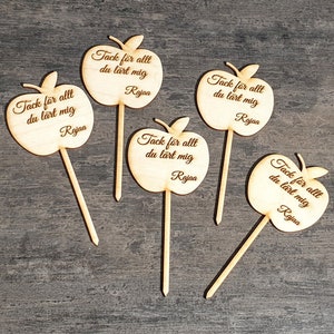 Teachers gift Custom apple cupcake toppers Laser cut apple cupcake toppers wood cupcake toppers school cupcake toppers apple cupcakes top