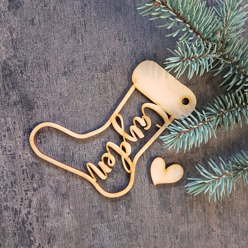 CHRISTMAS Stocking Tags Wood CHRISTMAS Stocking Tags Etsy