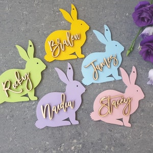 Easter Basket Tags Bunny Easter Tags Personalised Rabbit Easter Basket Tags Name Easter Decoration custom Easter Place cards Easter Gifts image 5