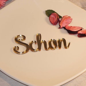 Miroir doré, marque-places de mariage personnalisés, cartes de mariage découpées au laser, marque-places nom, marque-places pour baby shower