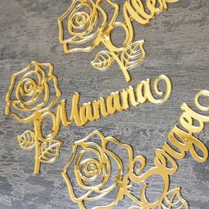 SPECCHIO ORO Segnaposto per matrimonio Segnaposto Rose Segnaposto per matrimonio Segnaposto con rose Decorazioni per feste rosa Segnaposto ORO oro rosa