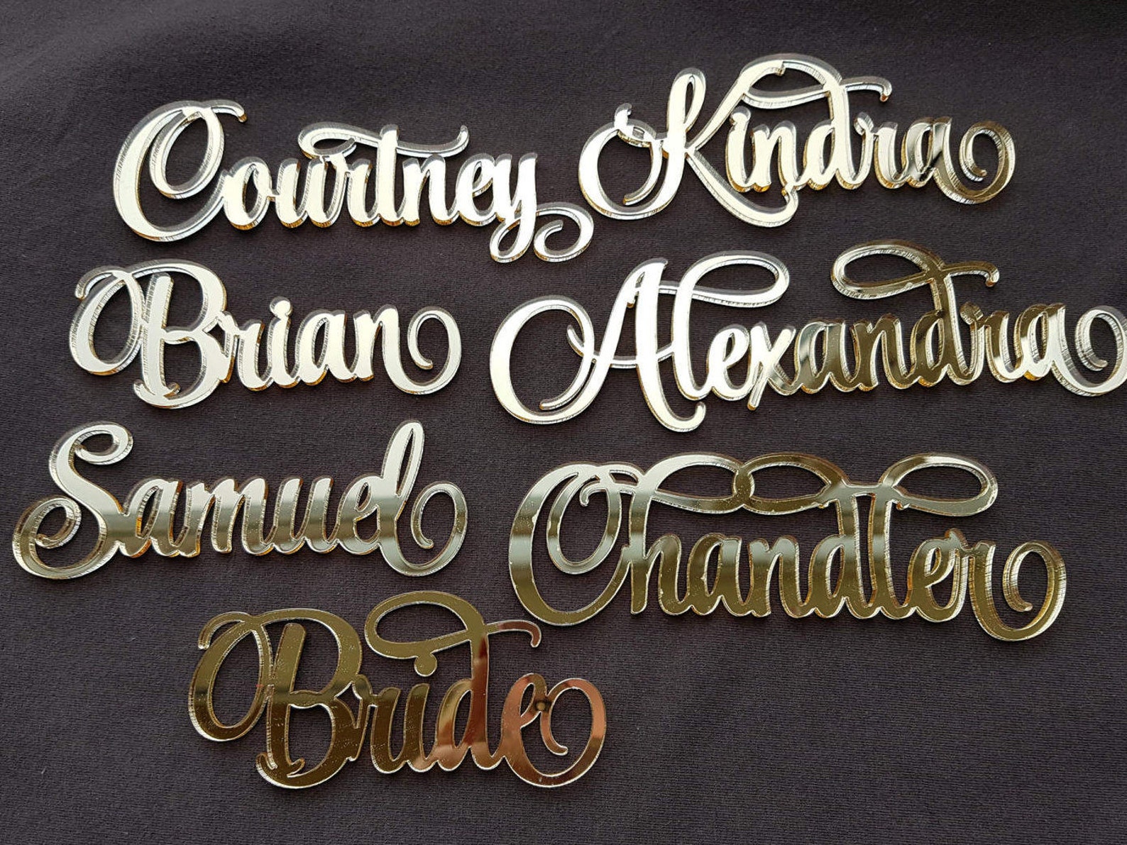 Cut Out Place Names Place Cards Wedding Gold Mirror Place Etsy