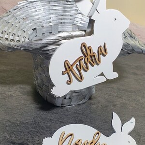 Easter Basket Tags Bunny Easter Tags Personalised Rabbit Easter Basket Tags Name Easter Decoration custom Easter Place cards Easter Gifts image 9